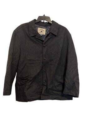 Cutter & Buck Mens Charcoal Wool-Blend Quilted Jacket Large Button Front